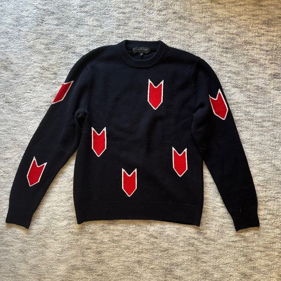 RAG & BONE Mens "Jackson" Intarsia Arrow Print 100% Merino Wool Sweater Sz L